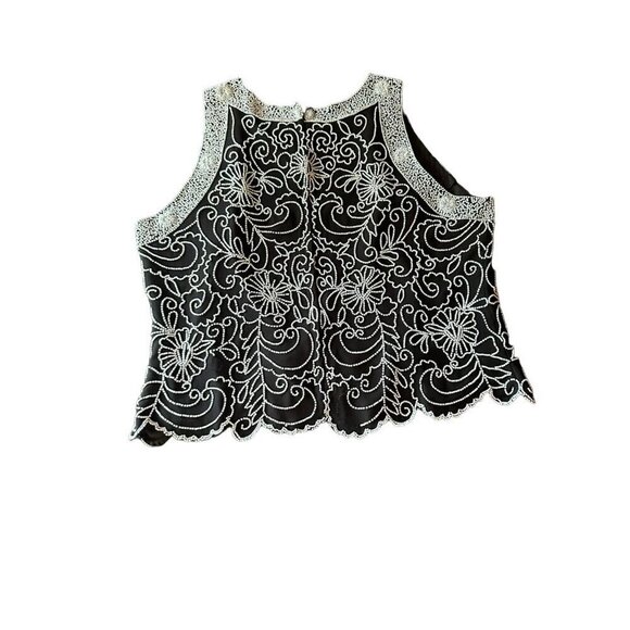 Jkara New York Embroidered Beaded Sleeveless Black Top Women's Size Small - Picture 6 of 7